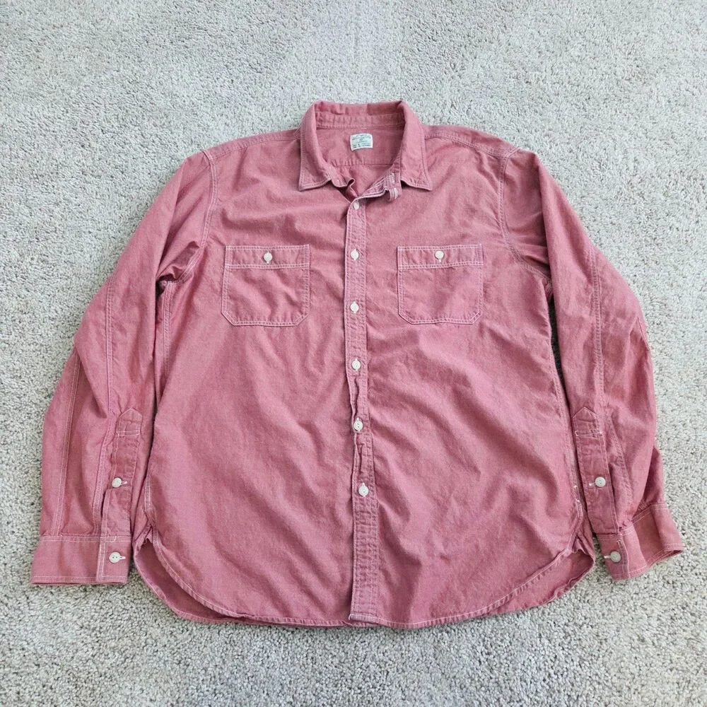 J.Crew Shirt Mens XL Pink Chambray Long Sleeve Button Up Workwear Casual